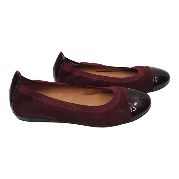 Marroqui Sanchez Ballet Flat Womens 8.5 Burgundy Suede Patent Leather Cap Toe - Picture 12 of 12